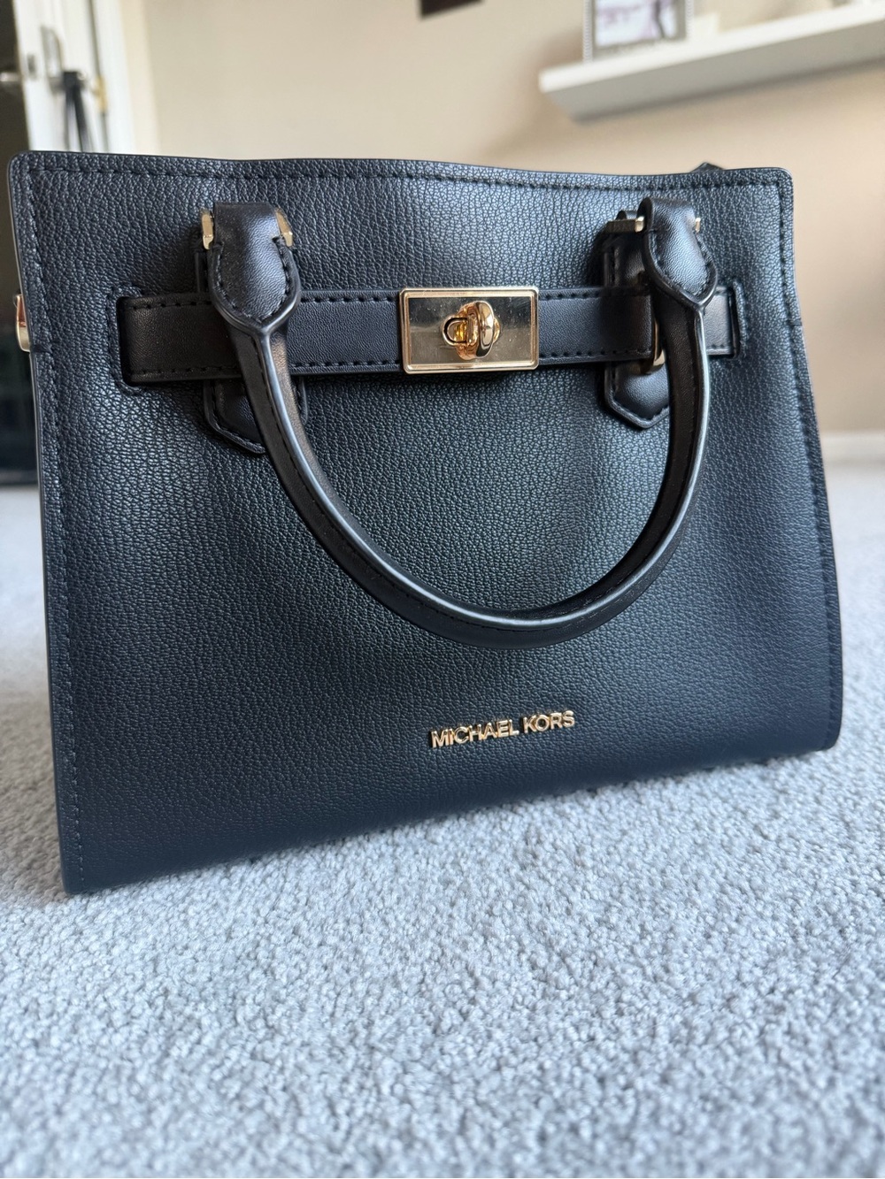NWOT | Michael Kors Hamilton Black Leather Satchel  |  Gold Hardware